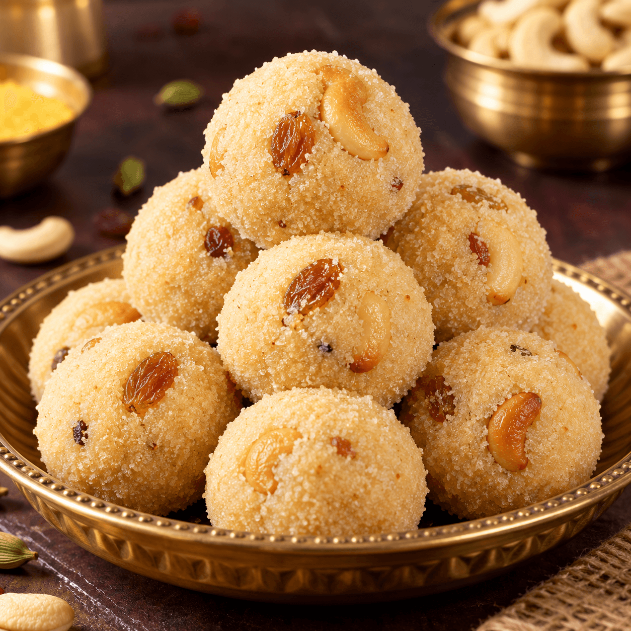 Traditional homemade Ravva Laddu